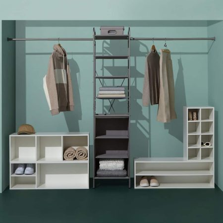 type A Metal Frame Ease Connected to a Wall Closet Organizer Kit, 16-in x 16-in x 70.5-in