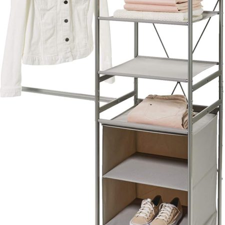 type A Metal Frame Ease Connected to a Wall Closet Organizer Kit, 16-in x 16-in x 70.5-in