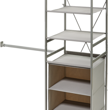 type A Metal Frame Ease Connected to a Wall Closet Organizer Kit, 16-in x 16-in x 70.5-in