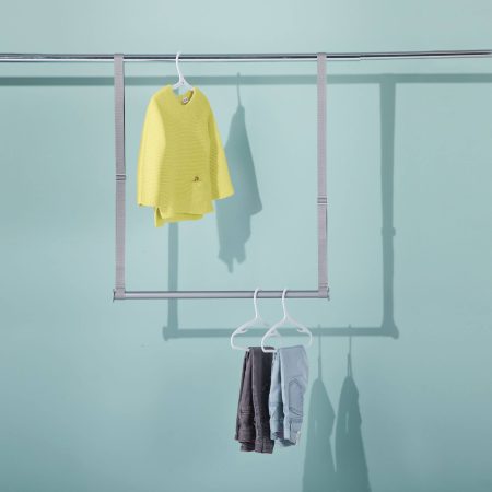 type A Ease Adjustable Hanging Closet Rod, Grey