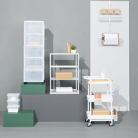 type A Linear Stackable 3-Shelf Storage Unit, White