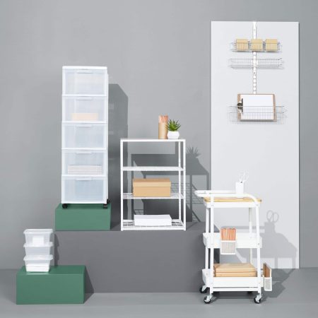 type A Linear Stackable 3-Shelf Storage Unit, White