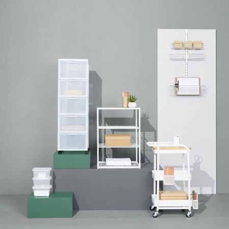 type A Linear Stackable 3-Shelf Storage Unit, White