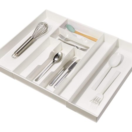 type A Alpha 8-Slot Expandable Cutlery Tray Organizer, White