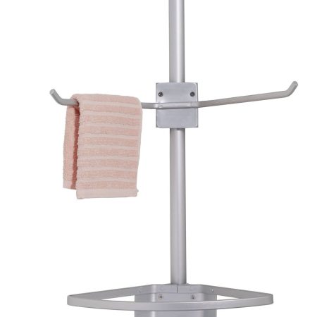 Type A Aluminum Rust-Resistant Adjustable Shelves Tension Pole Shower Caddy, with Hooks