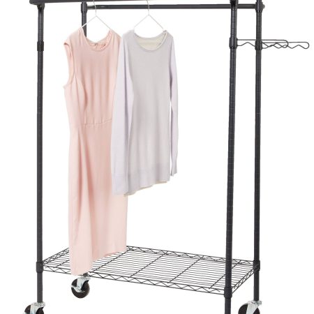 type A Perspective Heavy-Duty Portable Freestanding Clothing Rack with 2 Closet Rods