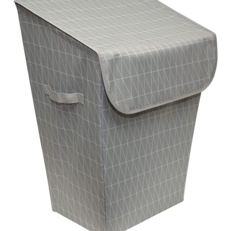 type A Laundry Hamper with Lid, 19.3 W x 12 D x 24-in H, Grey