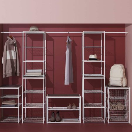 type A Linear Stackable 2-Shelf Shoe Rack, White