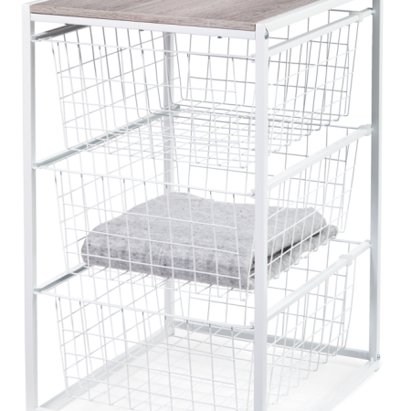 type A Linear Stackable 3-Drawer Storage Unit, White