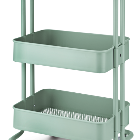 type A Momentum Steel 3-Tier Utility Cart with 4 Wheels, Eucalyptus