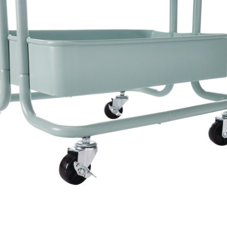 type A Momentum Steel 3-Tier Utility Cart with 4 Wheels, Eucalyptus