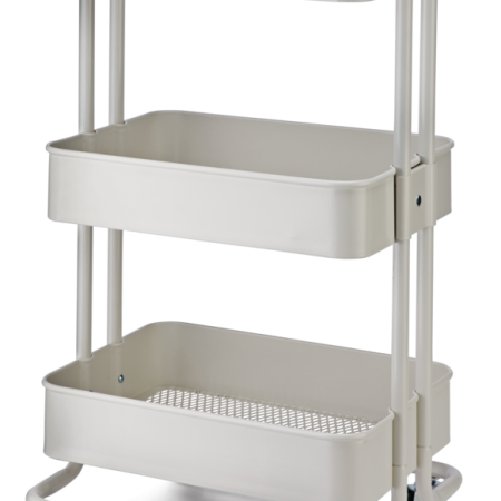 type A Momentum Steel 3-Tier Utility Cart with 4 Wheels, White