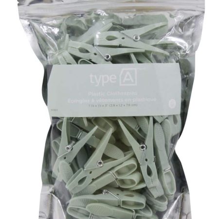 type A Plastic Clothespins, 50-pk, 1.1-in x 0.5-in x 3-in