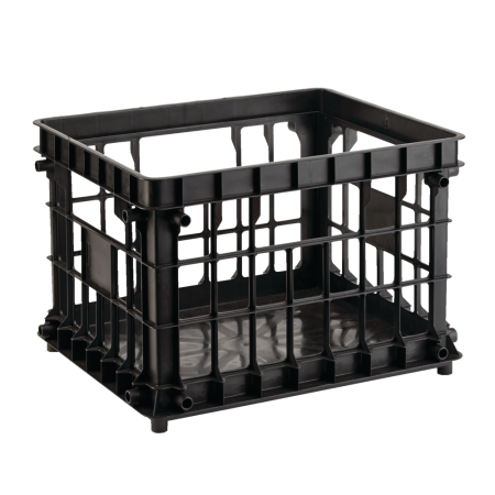 type A Prima Stackable Milk Crate Storage Basket, 30.7-L, Black