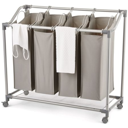 type A Front Loading Quad Laundry Sorter, 37.3 x 15 x 33.5-in