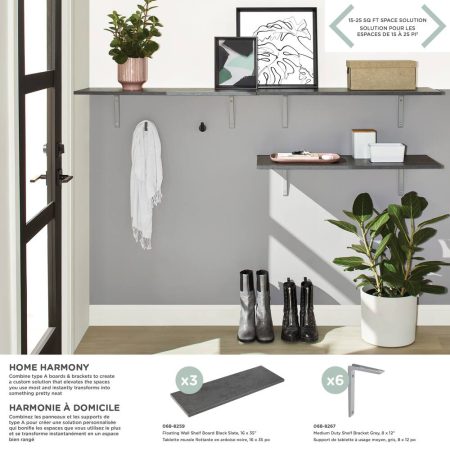 type A Medium-Duty Shelf Bracket, Grey, 8 x 12-in