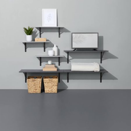 type A Floating Wall Shelf Board, Grey Concrete, 12 x 24-in