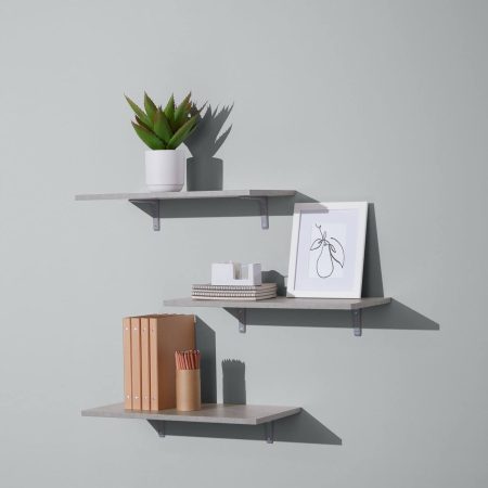 type A Floating Wall Shelf Board, Grey Concrete, 12 x 24-in