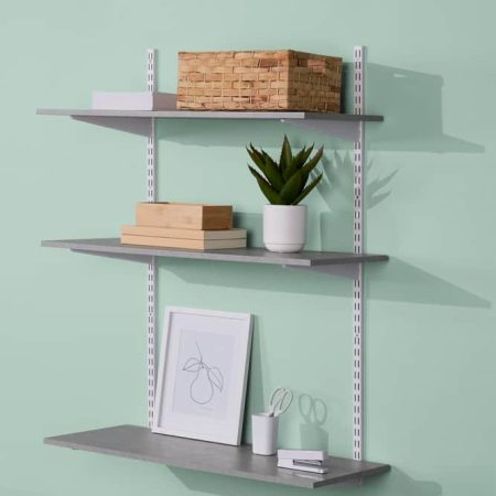 type A Floating Wall Shelf Board, Grey Concrete, 16 x 35-in