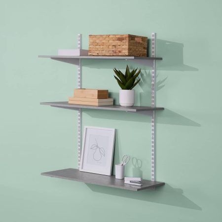 type A Floating Wall Shelf Board, Grey Concrete, 16 x 35-in