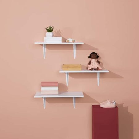 type A Wooden Floating Wall Shelf Board, White, 12 x 24-in