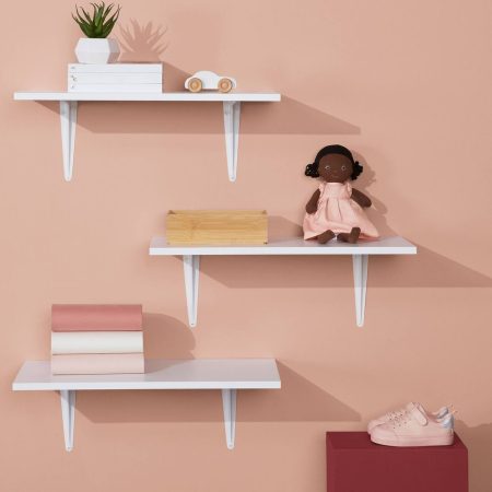 type A Wooden Floating Wall Shelf Board, White, 12 x 24-in