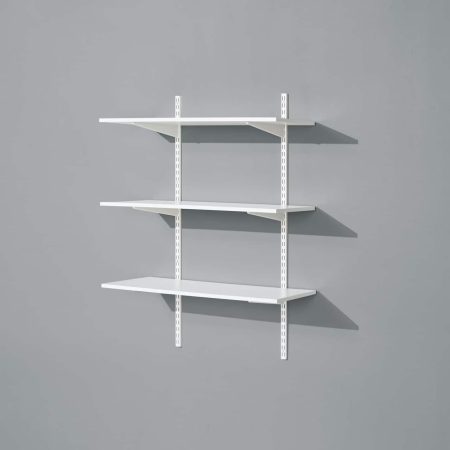 type A Double Track S-32 Wall Upright Shelf Bracket, White, 17-in