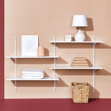 type A Wooden Floating Wall Shelf Board, White, 16 x 35-in