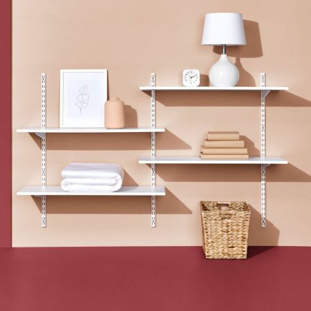 type A Wooden Floating Wall Shelf Board, White, 16 x 35-in