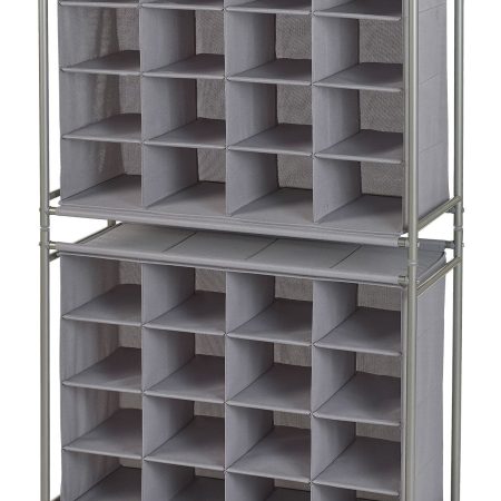 type A Stackable Ease 16-Compartment Shoe Organizer, Holds up to 16 Pairs of Shoes, Grey