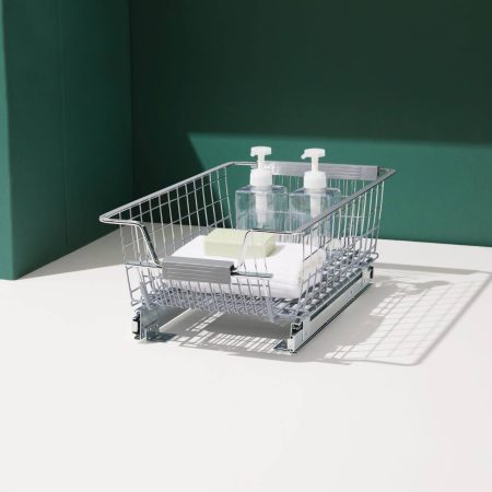 Type A Stay Expandable Pull-Out Storage Drawer/Basket For Kitchen Cupboard/Cabinet, Chrome