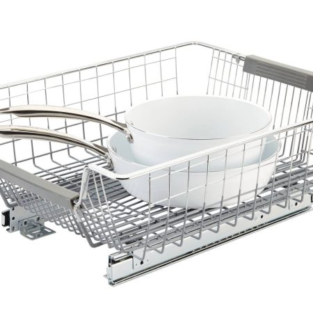 Type A Stay Expandable Pull-Out Storage Drawer/Basket For Kitchen Cupboard/Cabinet, Chrome