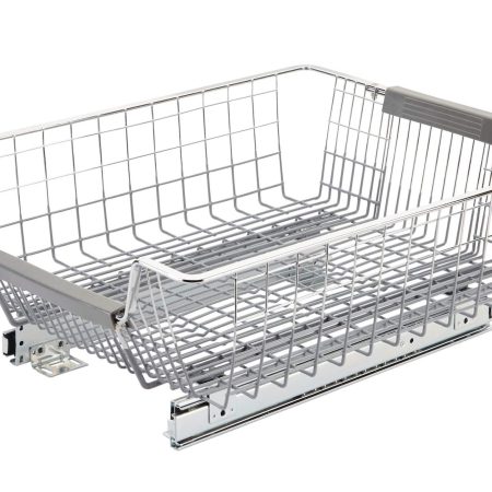 Type A Stay Expandable Pull-Out Storage Drawer/Basket For Kitchen Cupboard/Cabinet, Chrome