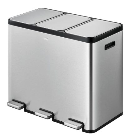 Type A Tri-Sorter Stainless Steel Garbage Can, 3 x 20-L