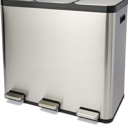 Type A Tri-Sorter Stainless Steel Garbage Can, 3 x 20-L