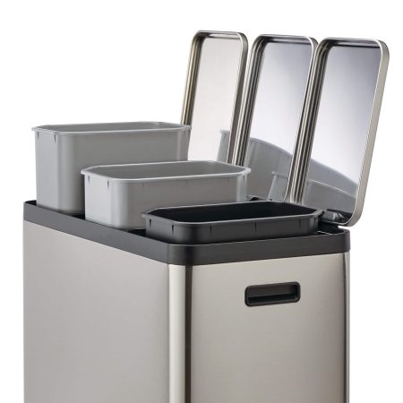 Type A Tri-Sorter Stainless Steel Garbage Can, 3 x 20-L