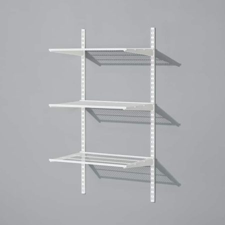 type A Double Track S-32 Wall Upright Shelf Bracket, White, 17-in