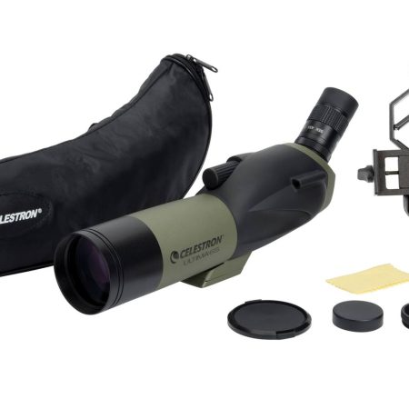 Celestron Ultima 65 Angled Zoom Spotting Scope with Smart Phone Adapter & Case, 18x55-65mm