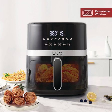 Ultima Cosa Air Fryer with Viewing Glass, 5-L, Black