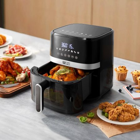 Ultima Cosa Air Fryer with Viewing Glass, 5-L, Black