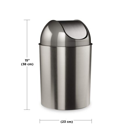 Umbra Mezzo Silver Nickel Waste Can/Trash Can, 10-L