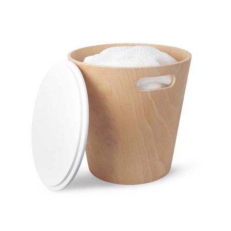 Umbra Woodrow Storage Stool, White/Natural