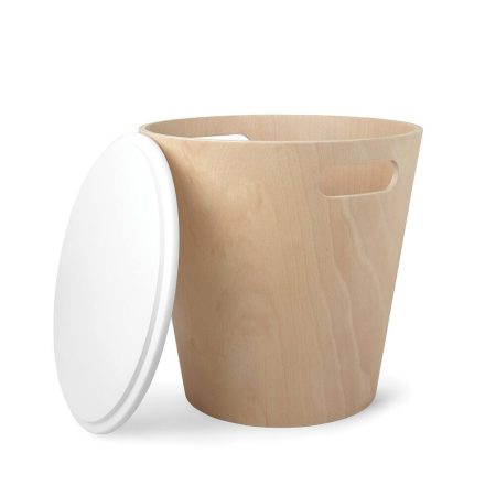 Umbra Woodrow Storage Stool, White/Natural