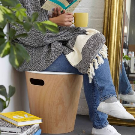 Umbra Woodrow Storage Stool, White/Natural