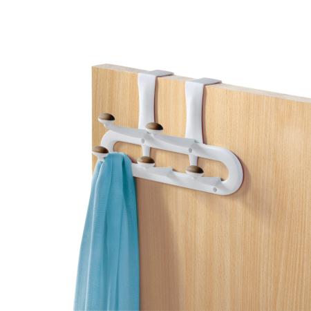 Urbana Plastic 5-Hook Over the Door Hook, White, 13-in