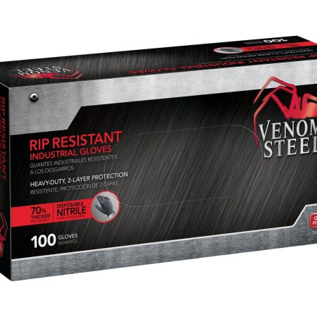 Venom Dual-Layer Nitrile Disposable Chemical-Resistant Steel Gloves, Black, One Size, 100-pk