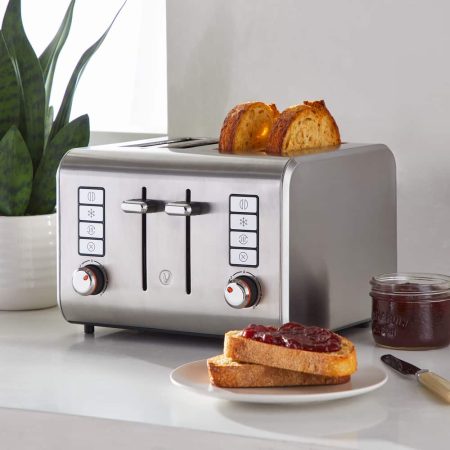 Vida by PADERNO Stainless Steel Toaster with 7 Settings, 4-Slices