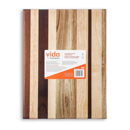 Vida by PADERNO Striped Multi Wood Large Cutting Board