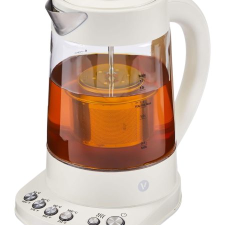 Vida by PADERNO Colour Series Electric Variable Temperature Steeping Kettle, Shortbread, 1.7-L