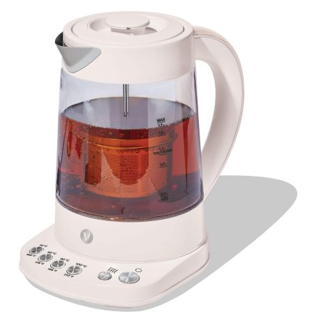 Vida by PADERNO Colour Series Electric Variable Temperature Steeping Kettle, Shortbread, 1.7-L